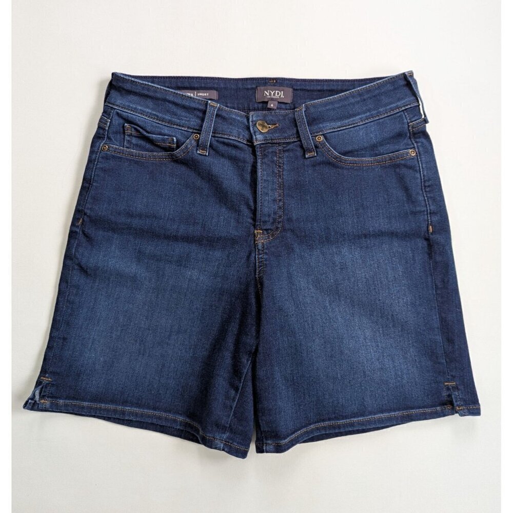 NYDJ Los Angeles Jenna Denim High Rise Dark Wash Bermuda Shorts SZ 6 Mom Shorts